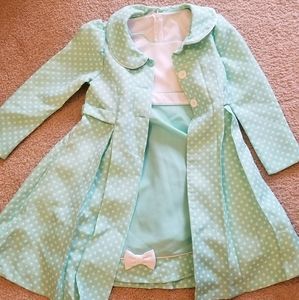 Girls mint green dress with coat
